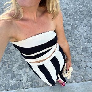 Anthropologie Navy and White Strapless Set